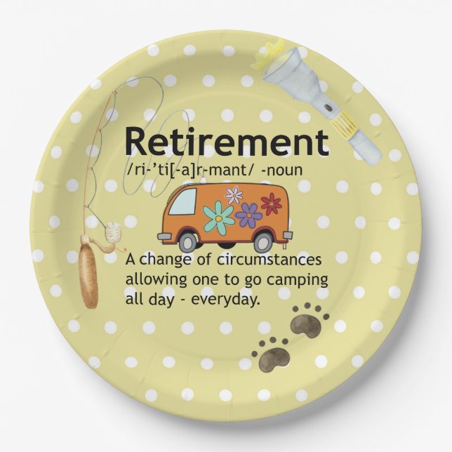 Funny Camping Retirement Definition    Paper Plate (Front)