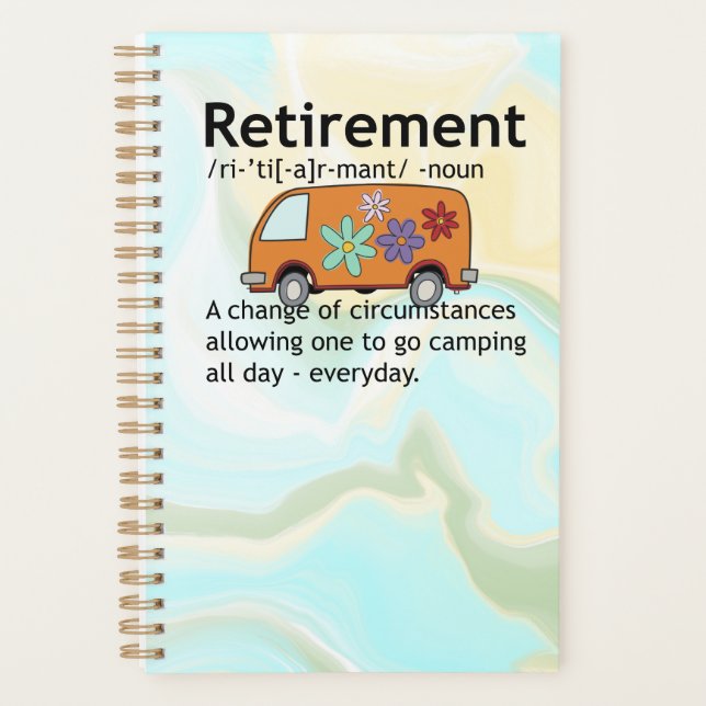 Funny Camping Retirement Definition     Planner (Front)