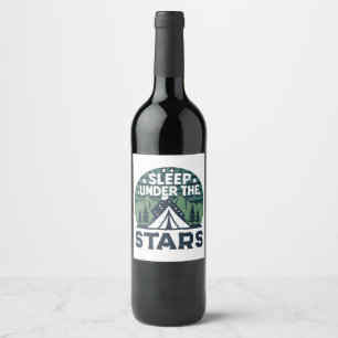 Funny camping sayings Wine Label