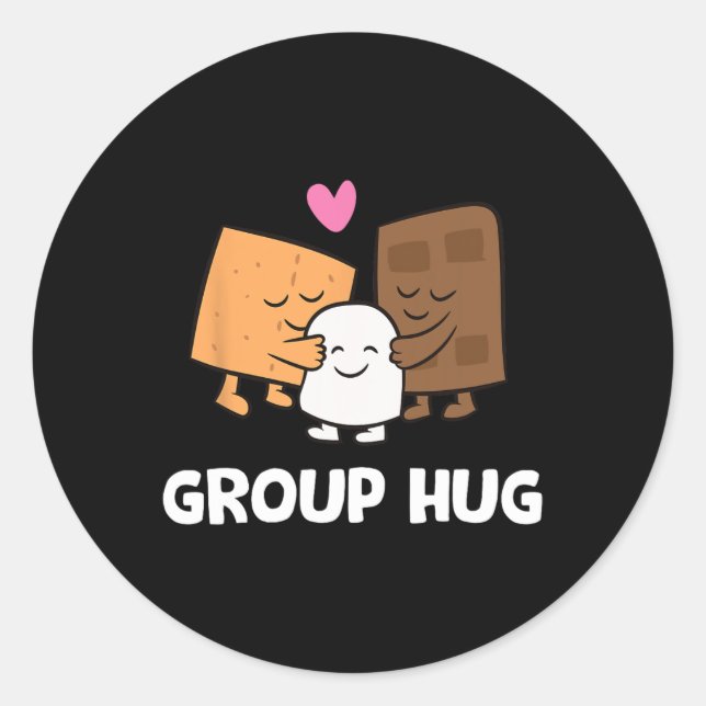 Funny Camping Smores Group Hug Cute S'mores 1  Classic Round Sticker (Front)