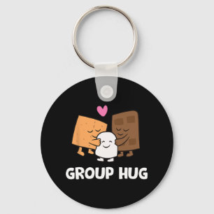 Funny Camping Smores Group Hug Cute S'mores 1 Key Ring