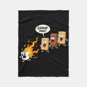 Funny Camping Smores Group Hug Cute S'mores  Fleece Blanket