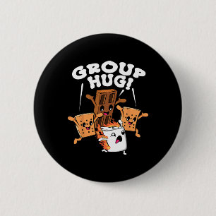 Funny Camping Smores Group Hug Marshmallow Chocola 6 Cm Round Badge