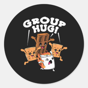 Funny Camping Smores Group Hug Marshmallow Chocola Classic Round Sticker