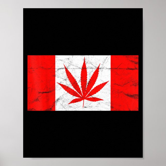 Funny Canada &amp; Weed Leaf! Canadian New Flag Jo Poster (Front)