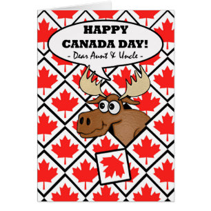 Funny Canada Day for Aunt and Uncle, Moose, Maple