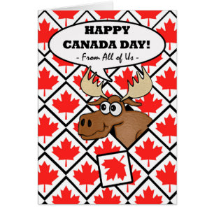 Funny Canada Day from All of Us, Moose, Maple Leaf