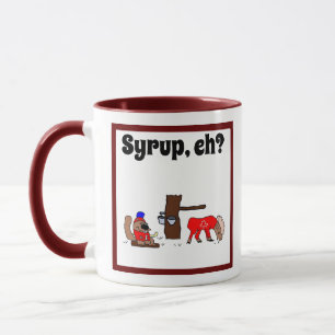 Funny Canada Moose and Beaver with Maple Syrup Mug