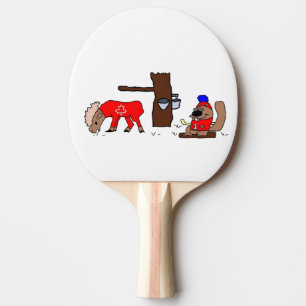 Funny Canada Moose and Beaver with Maple Syrup Ping Pong Paddle