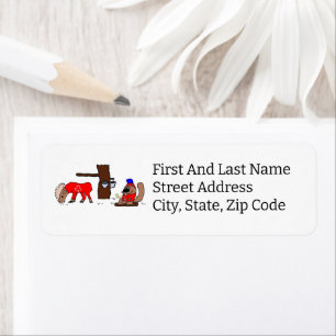Funny Canada Moose and Beaver with Maple Syrup Return Address Label