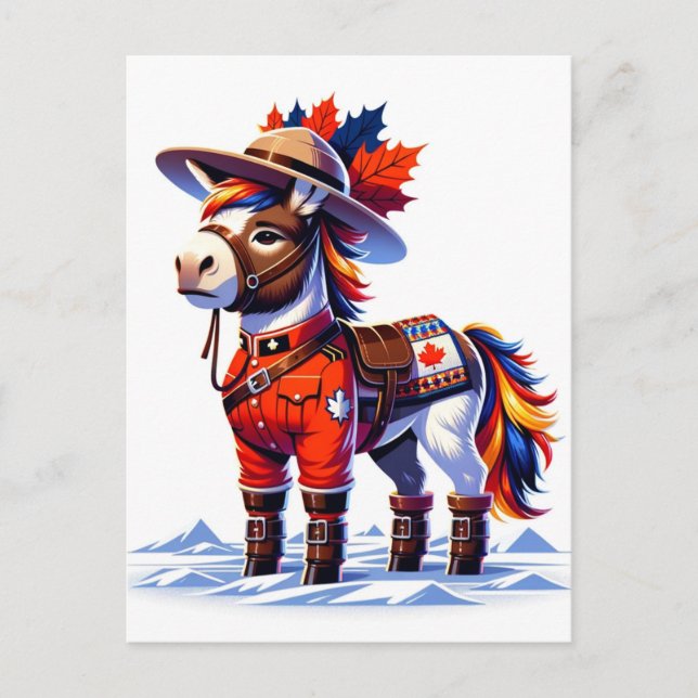 Funny Canada Themed Donkey Postcard (Front)