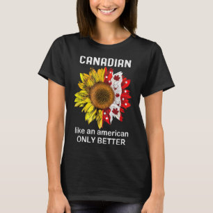 Funny Canadian America Canada Day Sunflower Maple T-Shirt