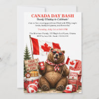 Funny Canadian Bear Canada Day Bash BBQ Backyard 