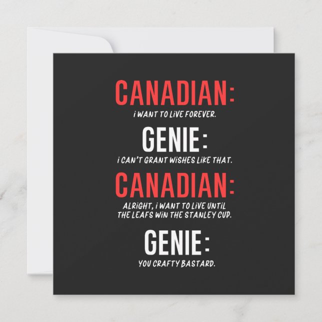 Funny Canadian Hockey  Card (Front)