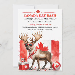 Funny Canadian Moose Canada Day Bash BBQ Invitation