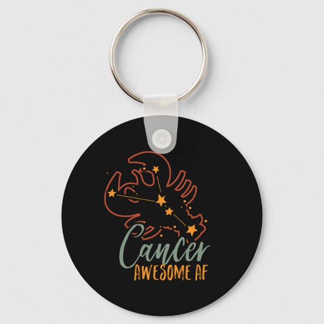 Funny Cancer Zodiac Star Sign Astrology Awesome AF Key Ring (Front)