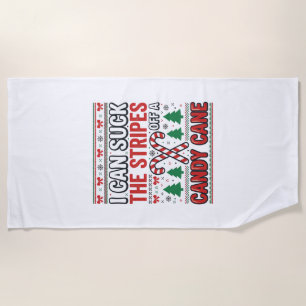 Funny Candy Cane Christmas Sweater Beach Towel