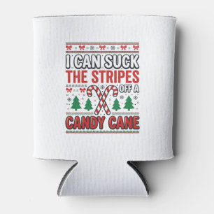 Funny Candy Cane Christmas Sweater Can Cooler