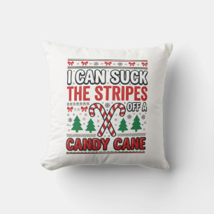 Funny Candy Cane Christmas Sweater Cushion