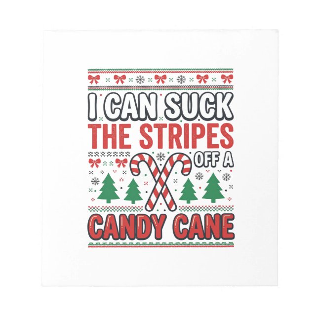 Funny Candy Cane Christmas Sweater Notepad (Front)