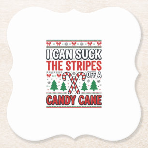 Funny Candy Cane Christmas Sweater Paper Coaster