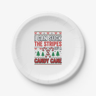 Funny Candy Cane Christmas Sweater Paper Plate