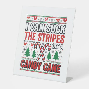 Funny Candy Cane Christmas Sweater Pedestal Sign