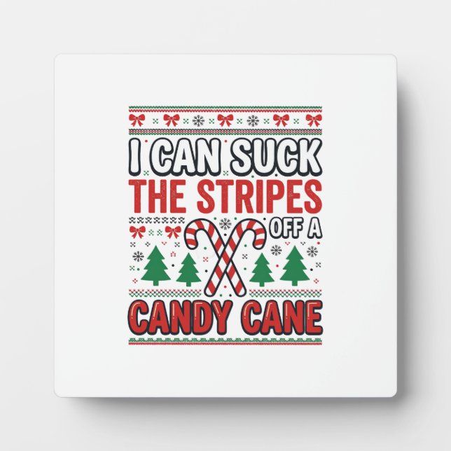Funny Candy Cane Christmas Sweater Plaque (Front)