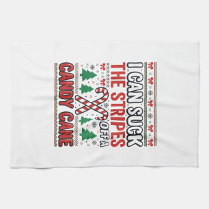 Funny Candy Cane Christmas Sweater Tea Towel