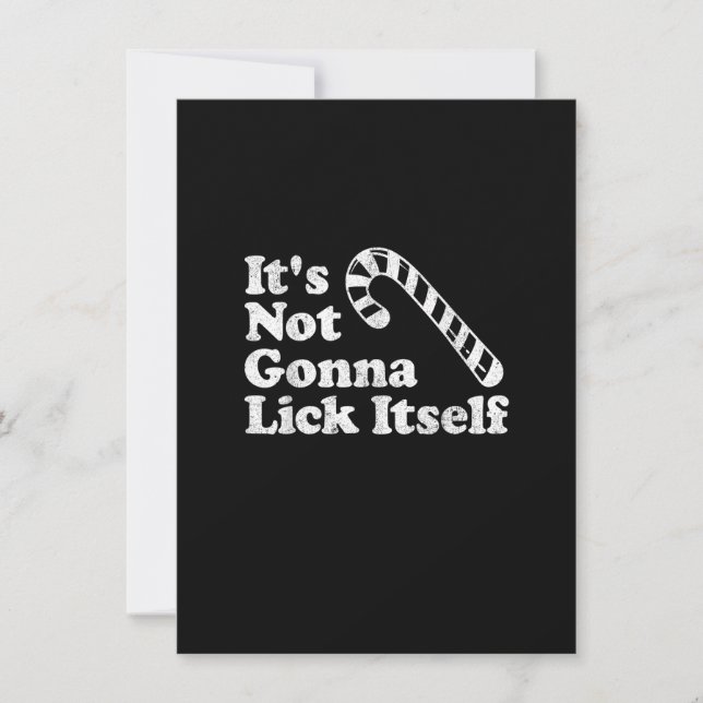 Funny Candy Cane Lick Itself Adult Christmas in Ju Invitation (Front)