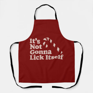 Funny Candy Cane Lick Itself Christmas Apron