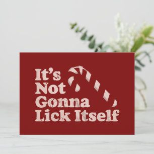Funny Candy Cane Lick Itself Christmas Holiday Card