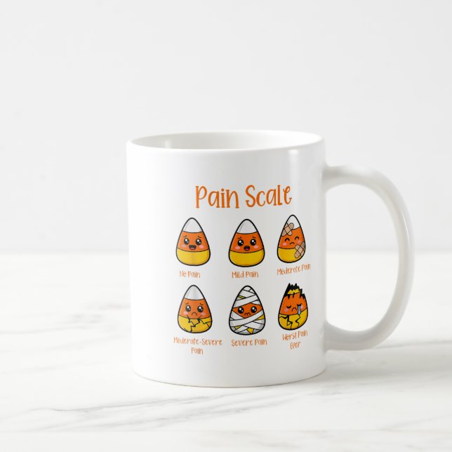 Funny Candy Corn Pain Scale Halloween For Medical  Coffee Mug (Right)