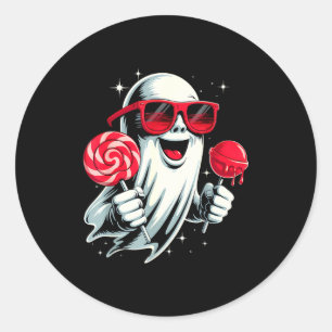 Funny candy ghost – retro kids halloween costume  classic round sticker