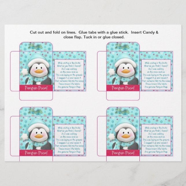 Funny Candy Packet Penguin Poop with Saying Flyer (Front)