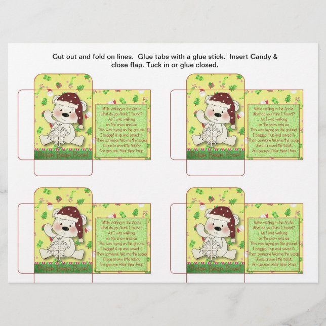 Funny Candy Packet Polar Bear Poop with Saying Flyer (Front)