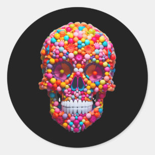 Funny Candy Skull Bubble Gum Skeleton Halloween Ca Classic Round Sticker