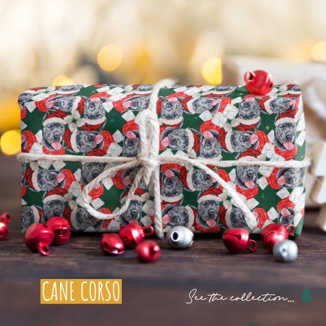 Funny Cane Corso Christmas Pattern Wrapping Paper (Creator Uploaded)