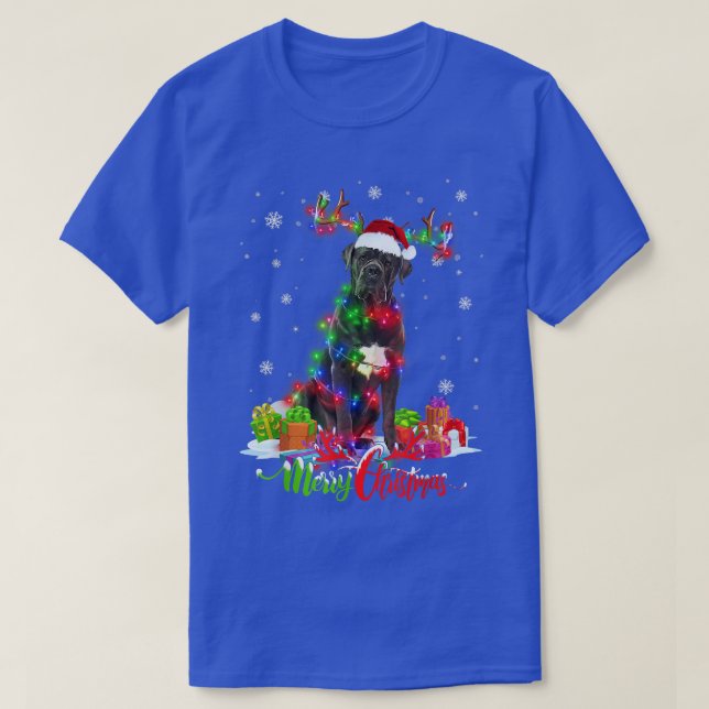 Funny Cane Corso Dog Merry Christmas Party Family  T-Shirt (Design Front)