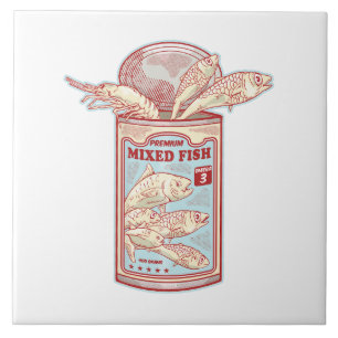 Funny canned fish ceramic tile