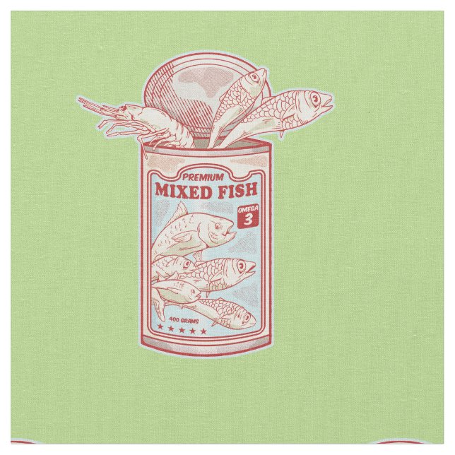 Funny canned fish fabric (Close Up)