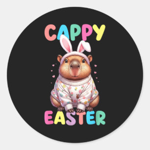 Funny cappy easter capybara meme happy easter day classic round sticker