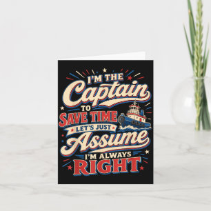 Funny captain boat crew  card