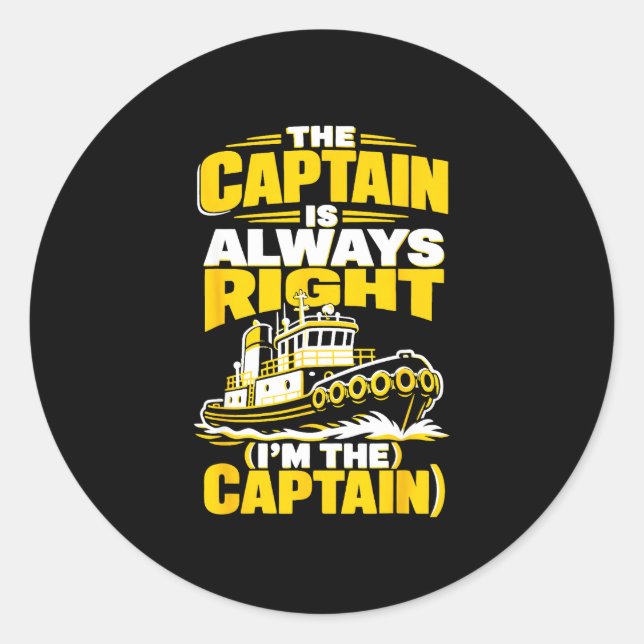 Funny captain harbour boat operator  classic round sticker (Front)