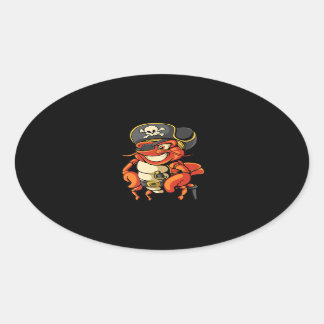 Funny Captain Lobster Pirate Jolly Roger Crustacea Oval Sticker