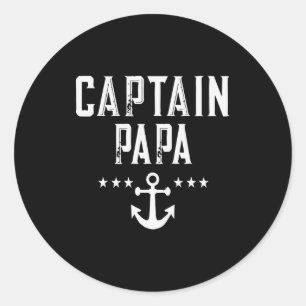 Funny Captain Papa Anchor Design  Classic Round Sticker