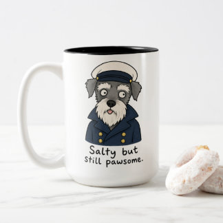 Funny Captain Schnauzer Salty But Pawsome Two-Tone Coffee Mug