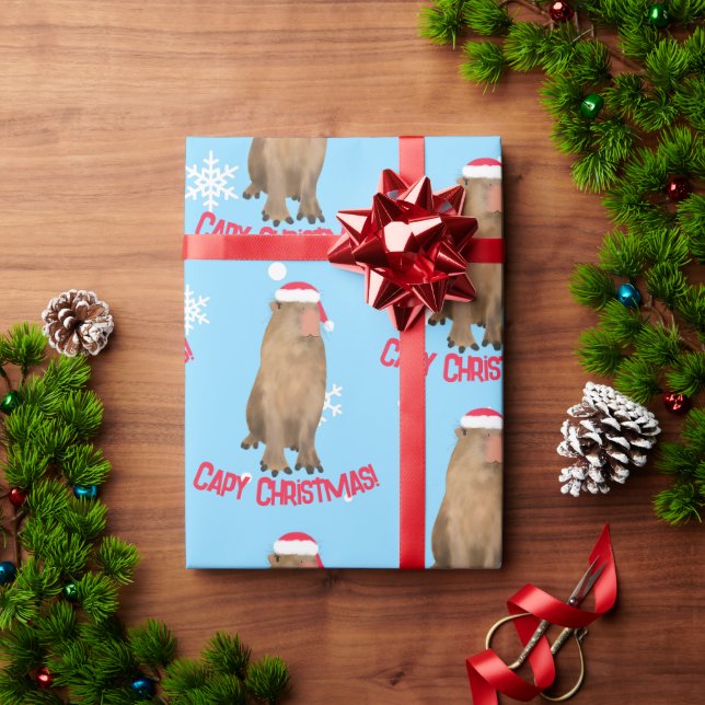 Funny Capy Christmas Capybara Pun Holiday  Wrapping Paper (Holiday Gift)