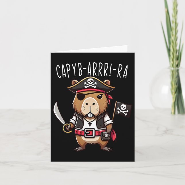 Funny Capyb-arrr-ra Pirate Capybyra Halloween Boys Card (Front)