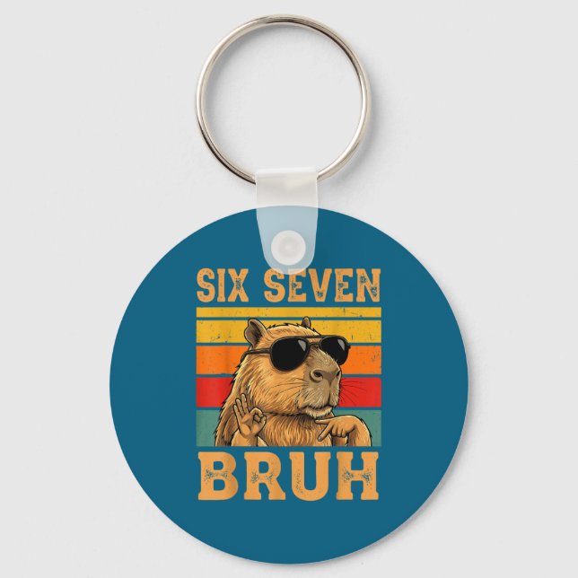 Funny Capybara 67 Meme Six Seven Bruh Boys Teens K Key Ring (Front)